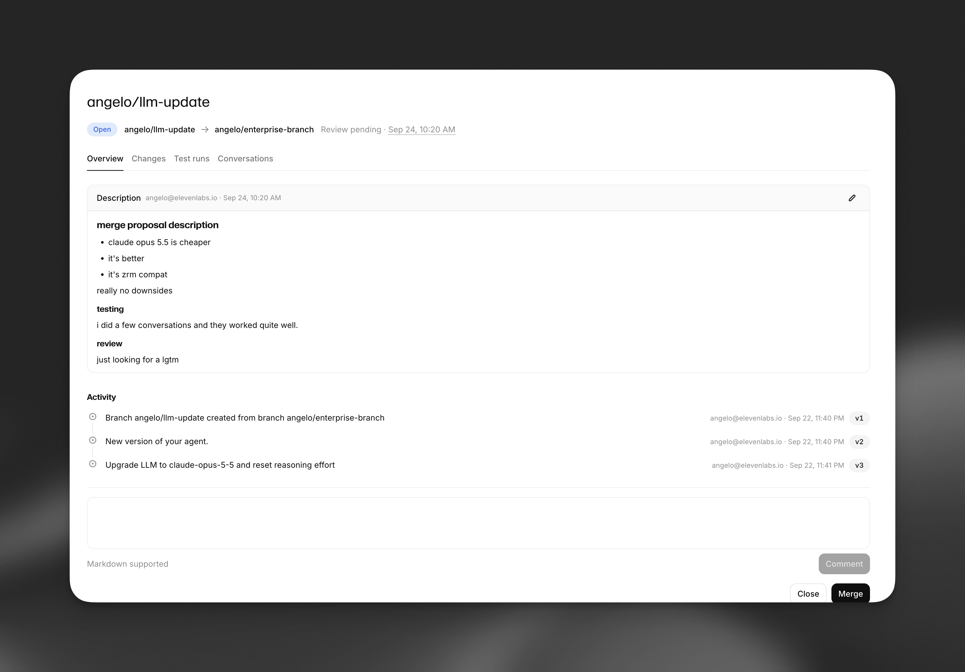 Overview tab of a merge proposal
