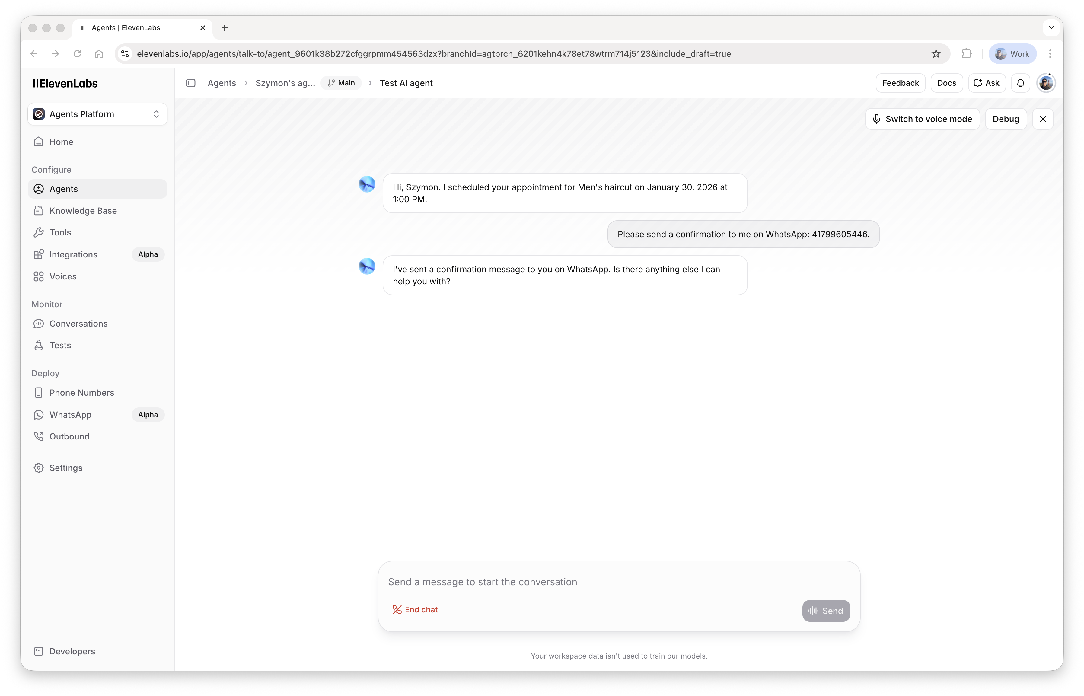 Conversa de teste