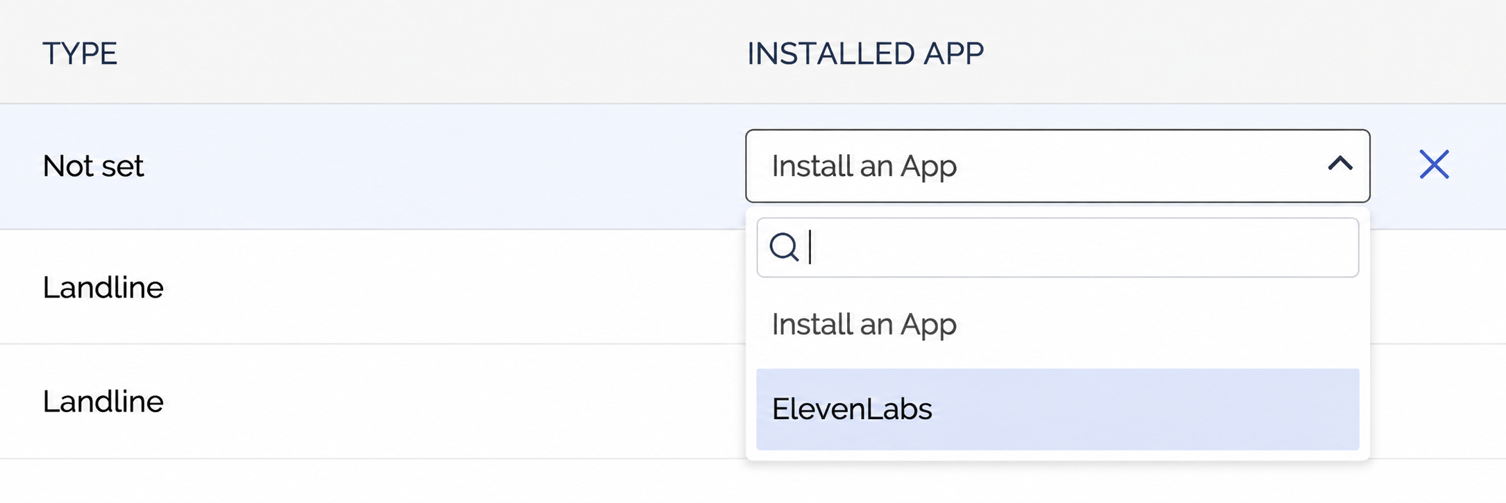 ExoPhones: assign Installed App to a phone
number