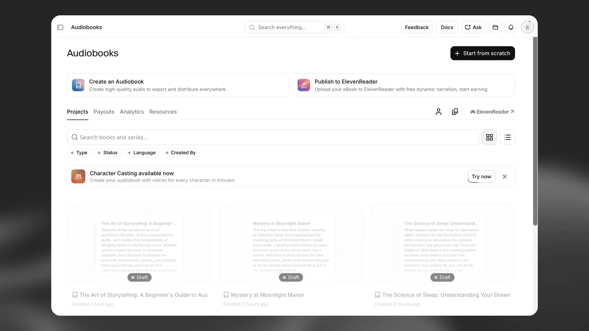 audiobooks-create-new-book Audiobooks - create new book