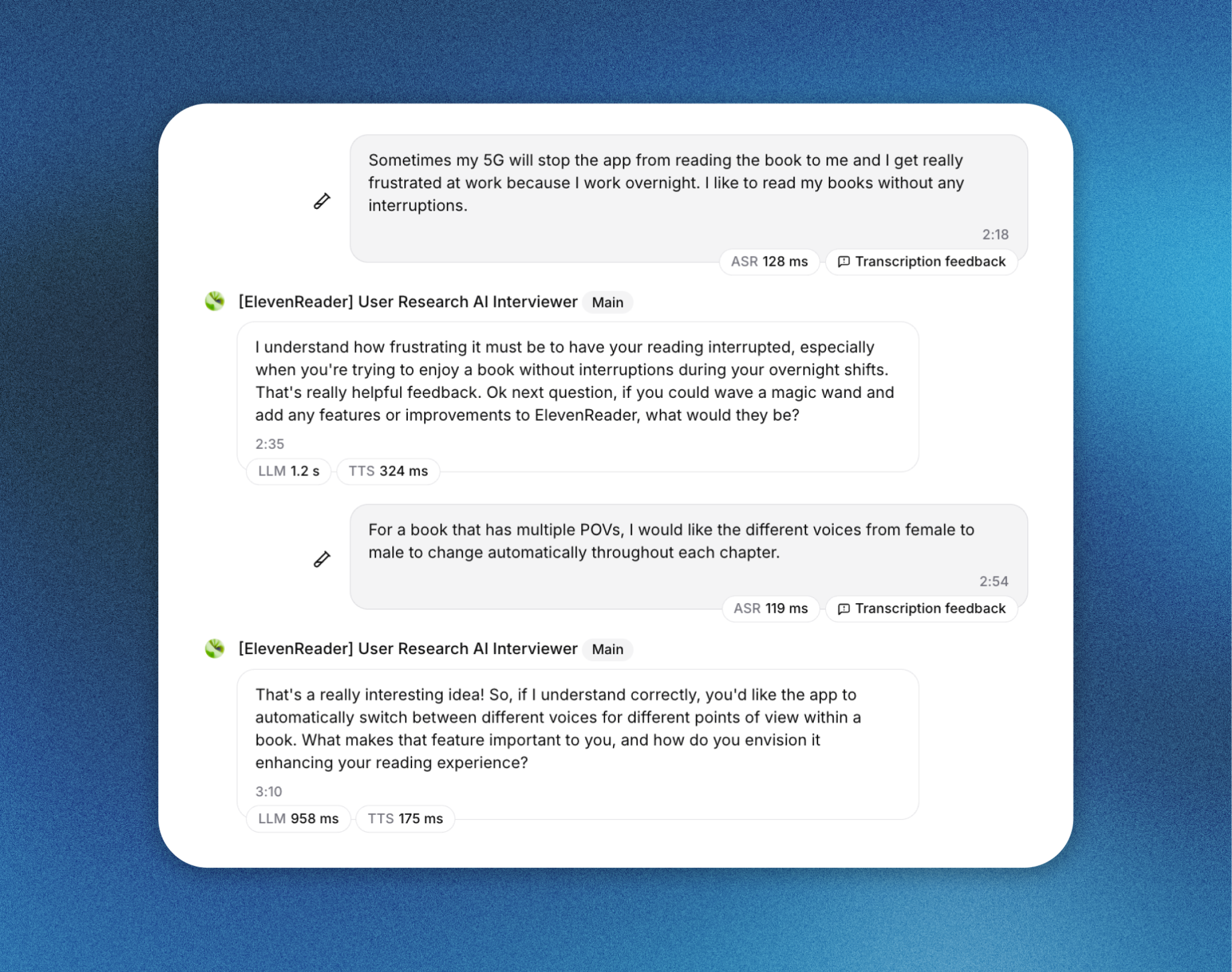 AI interviewer conversation transcript
