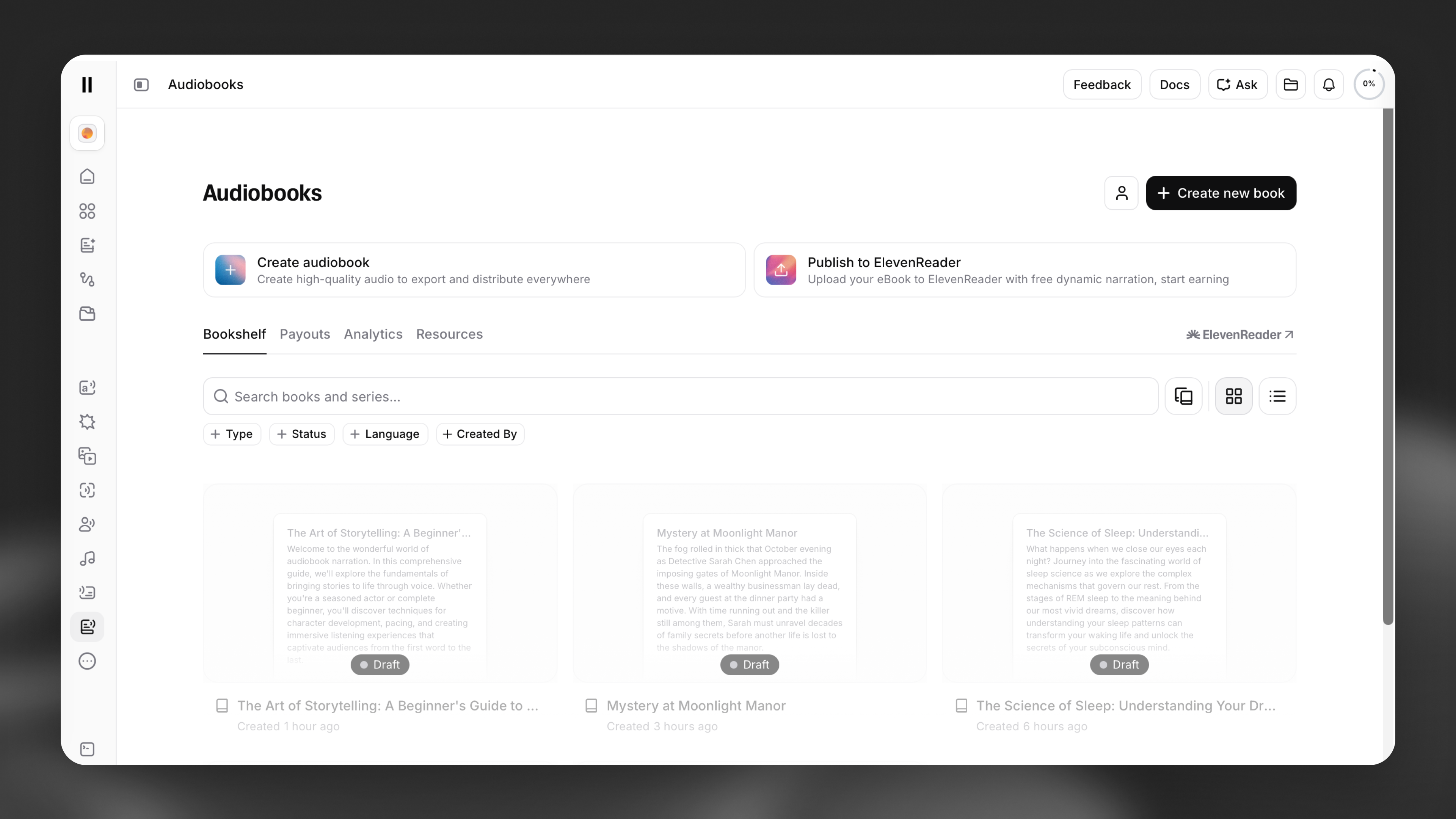 audiobooks-create-new-book Audiobooks - create new book