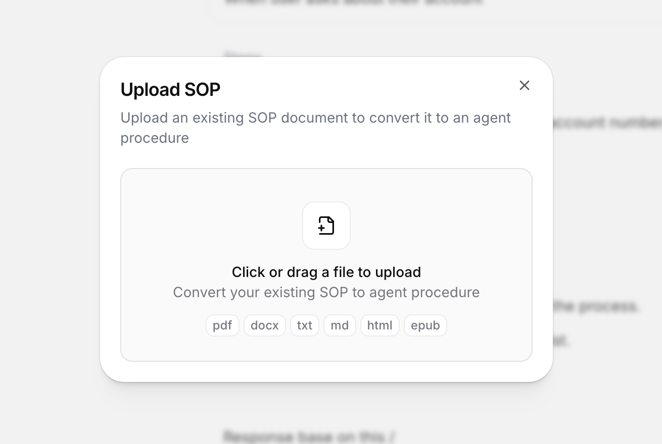 Upload SOP dialog