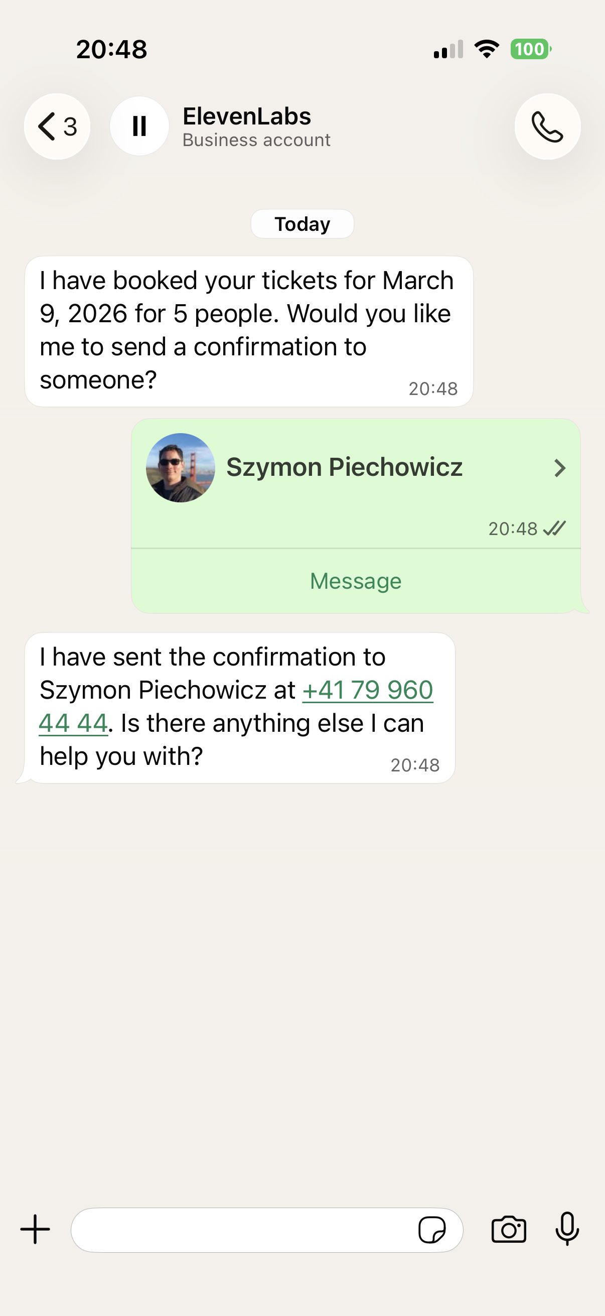 WhatsApp कॉन्टैक्ट्स बातचीत