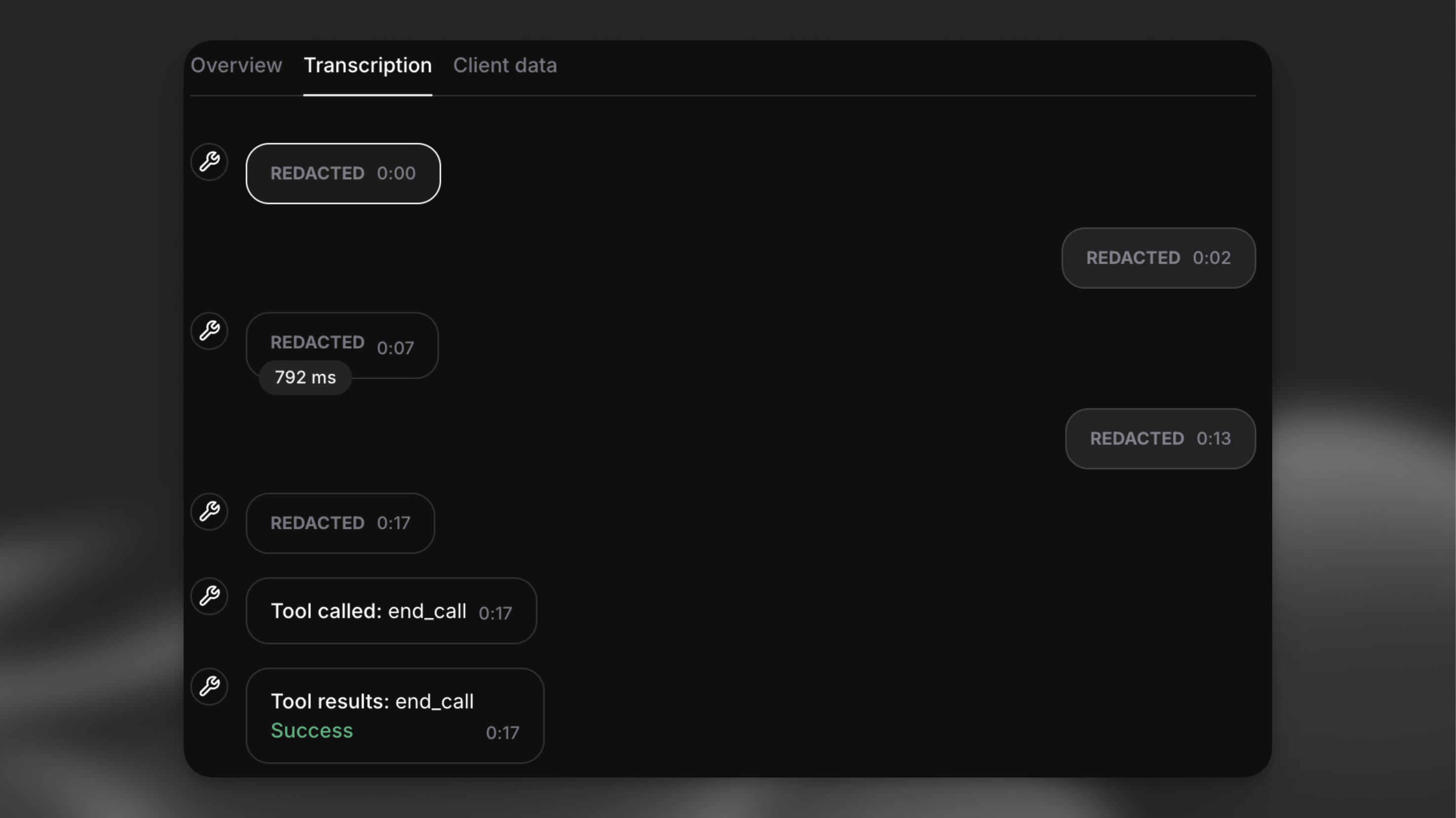 Zero Retention Modeが動作していることを示す、編集済みの会話履歴