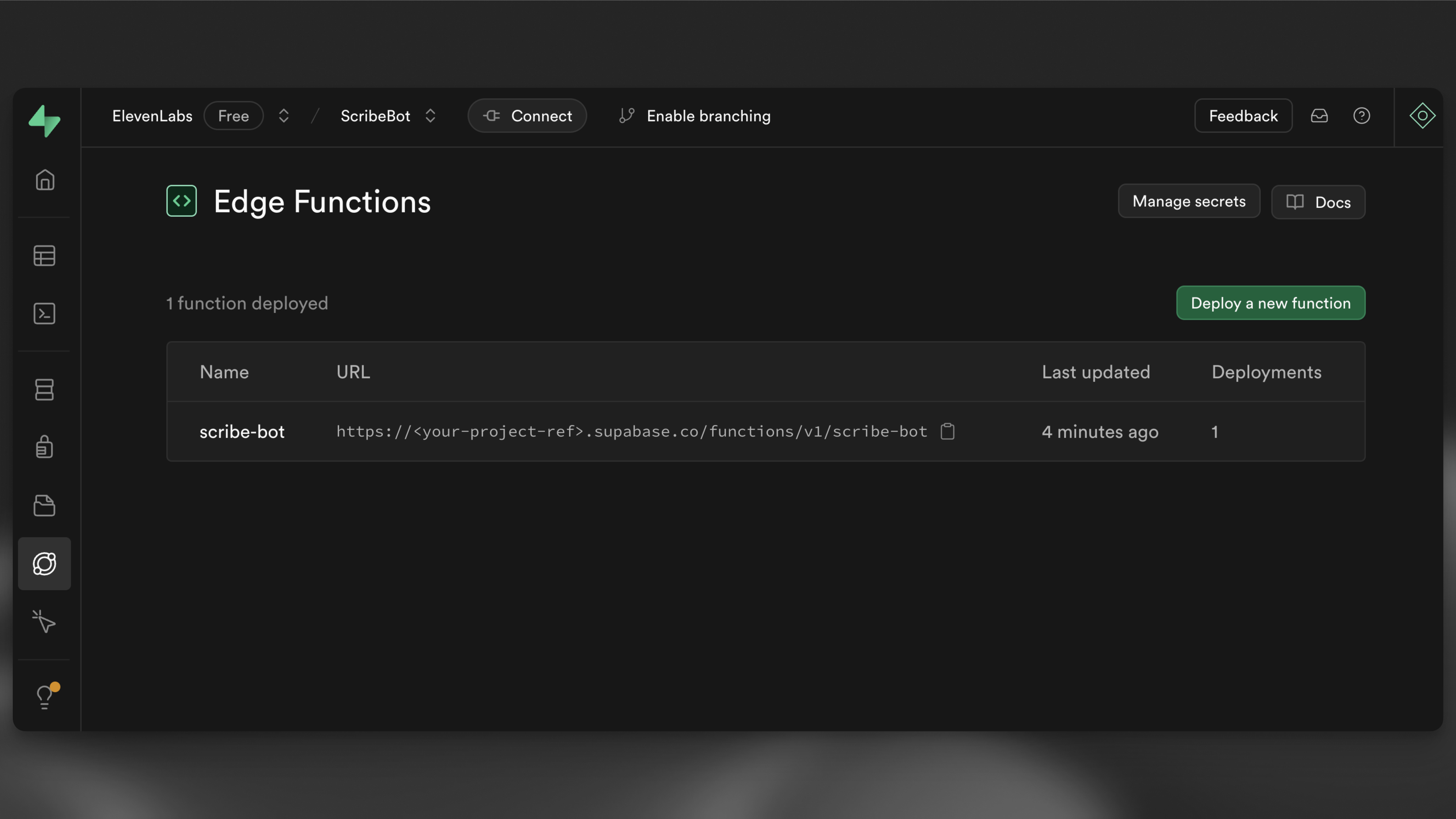 Bereitgestellte Edge Function
