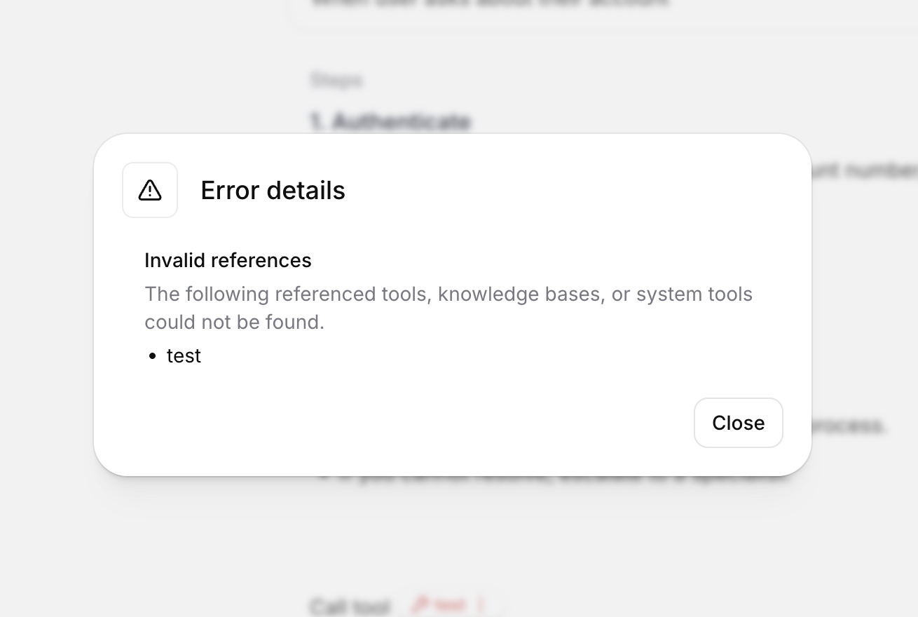 Errors dialog listing invalid
references