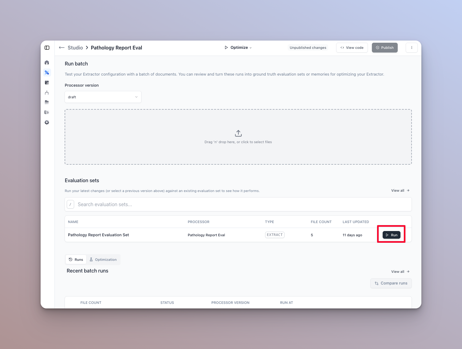 Eval runner in Extend Studio
