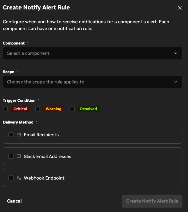 Creating a notify alert rule.
