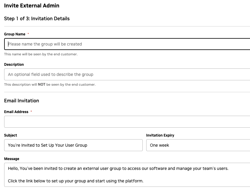 Creating a new Delegated External Group step 1.