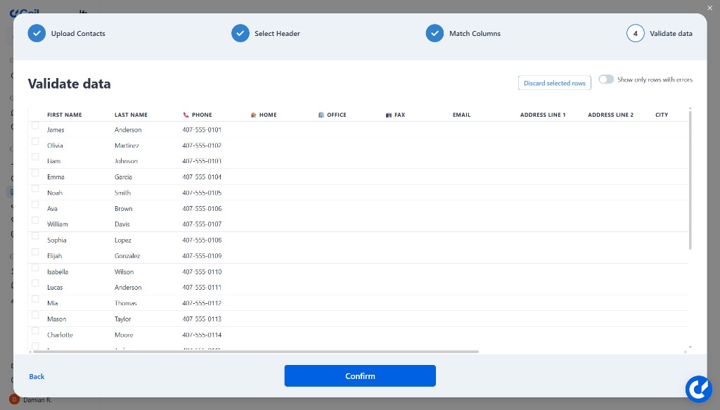 Validate Contacts Data