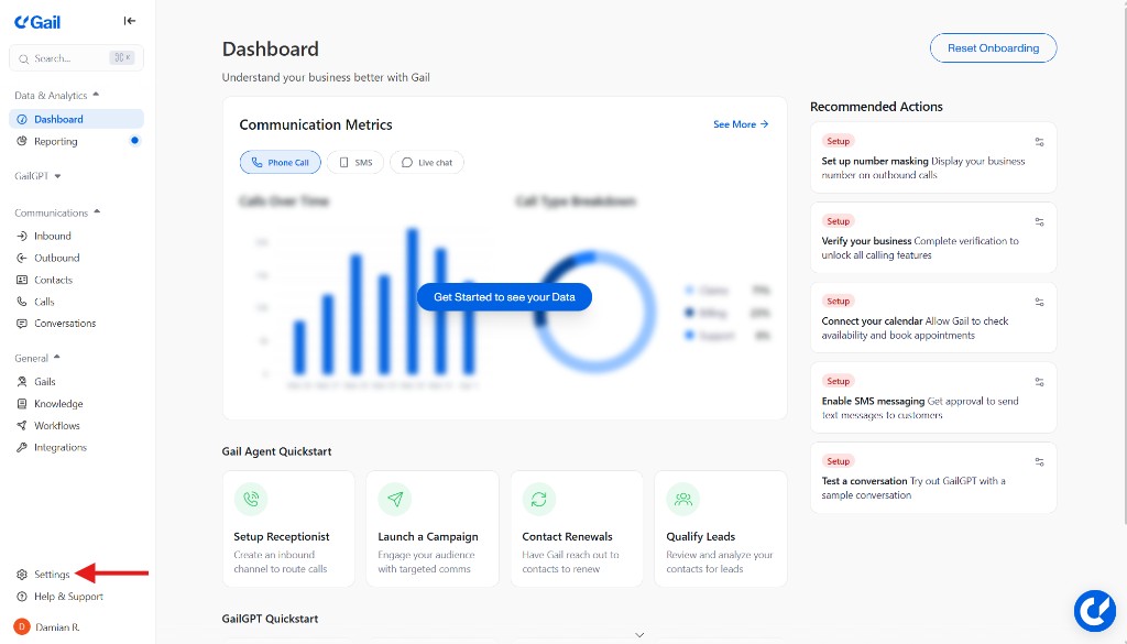 Dashboard Settings