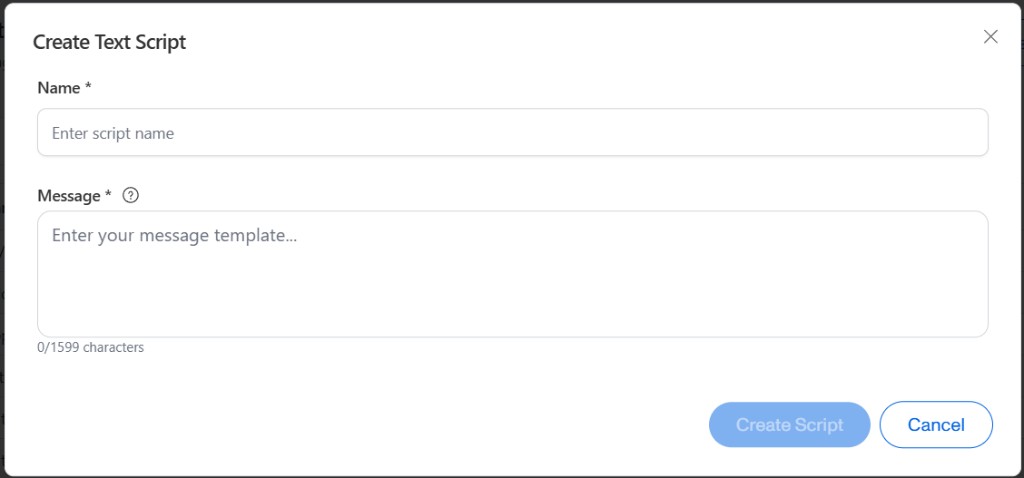 Text Script Dialog