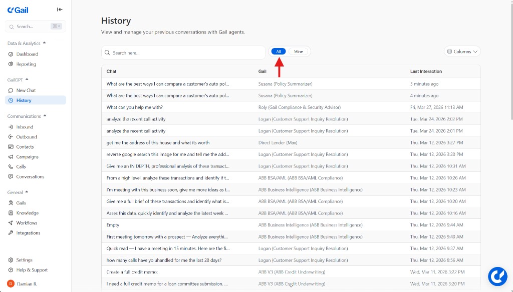 History All view