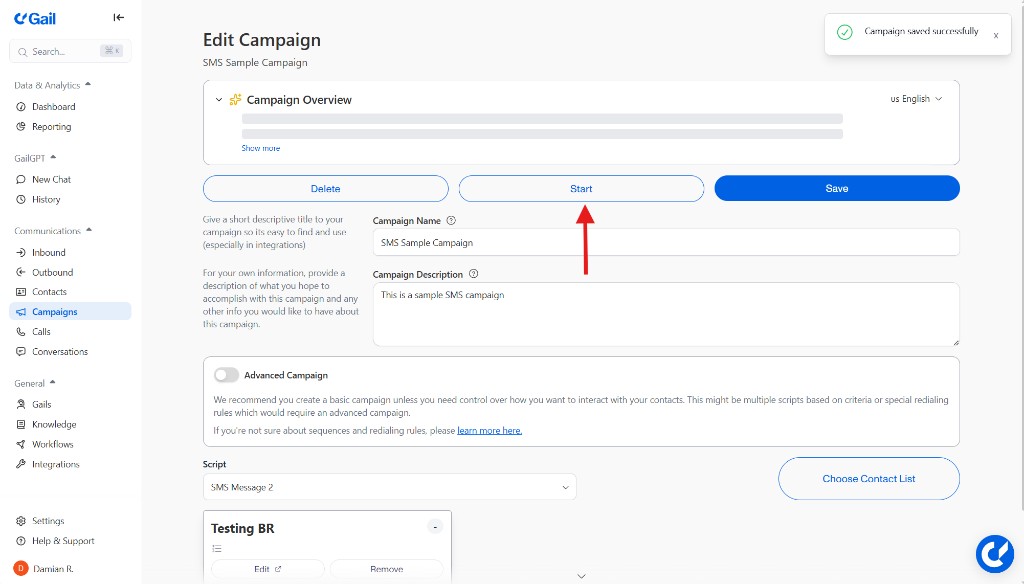 Start SMS Campaign