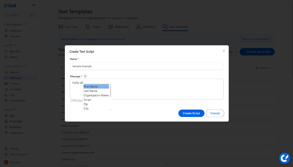 SMS Variables