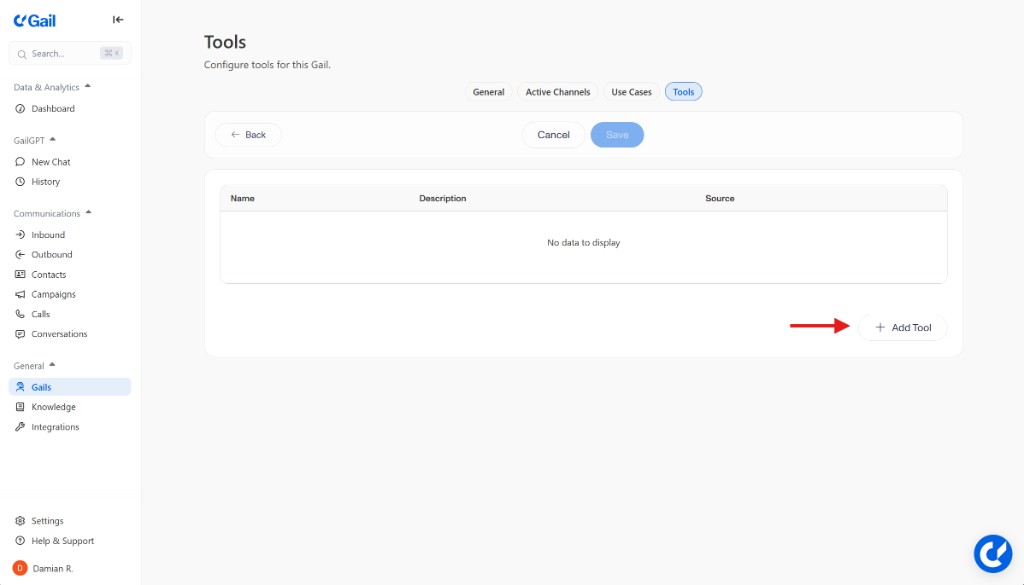 Add Tool page