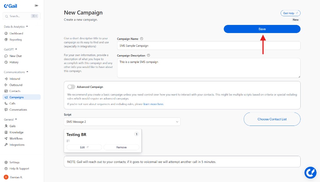 Save SMS Campaign