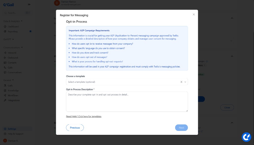 Opt-In Process Modal