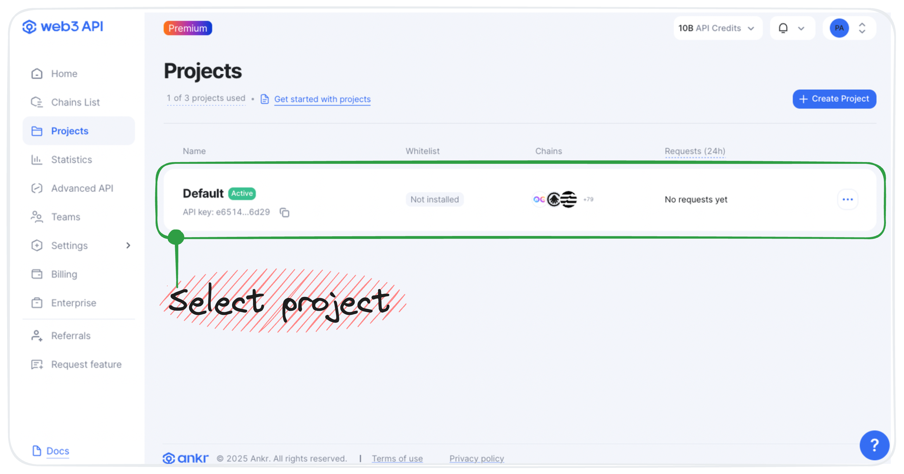 Select project