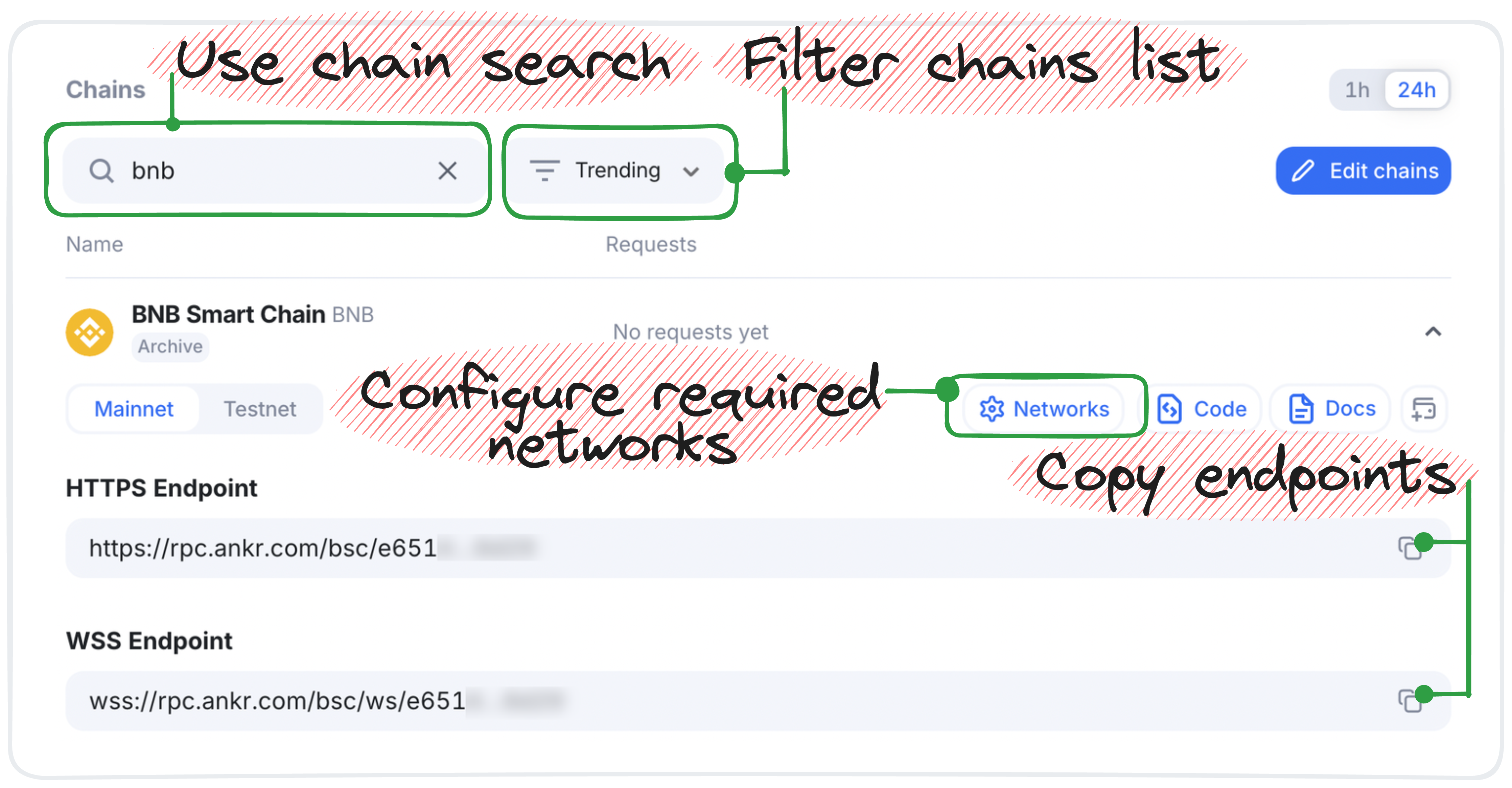 Project endpoints UI