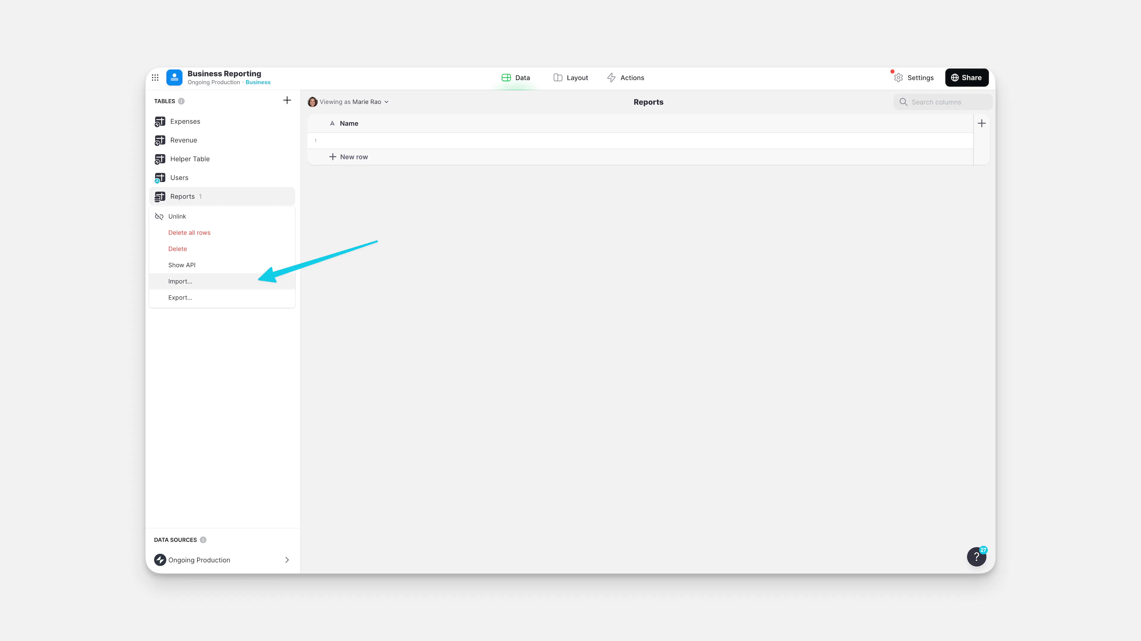 Importing data into a Big Table.