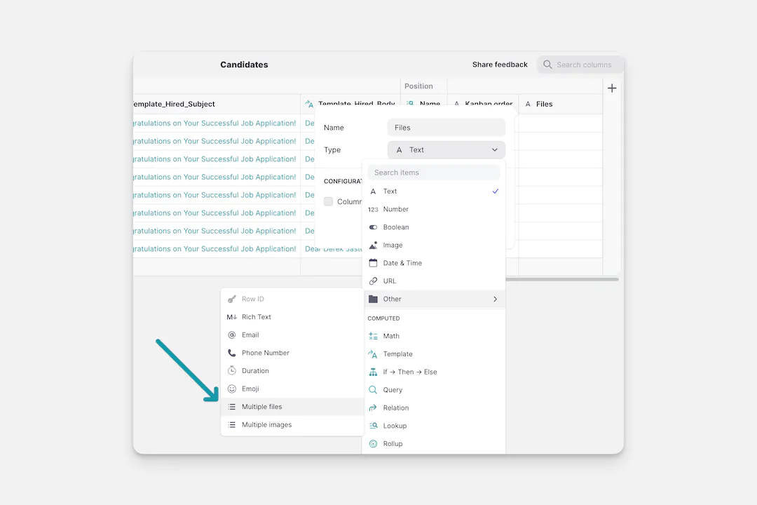 Creating a Multiple File column.