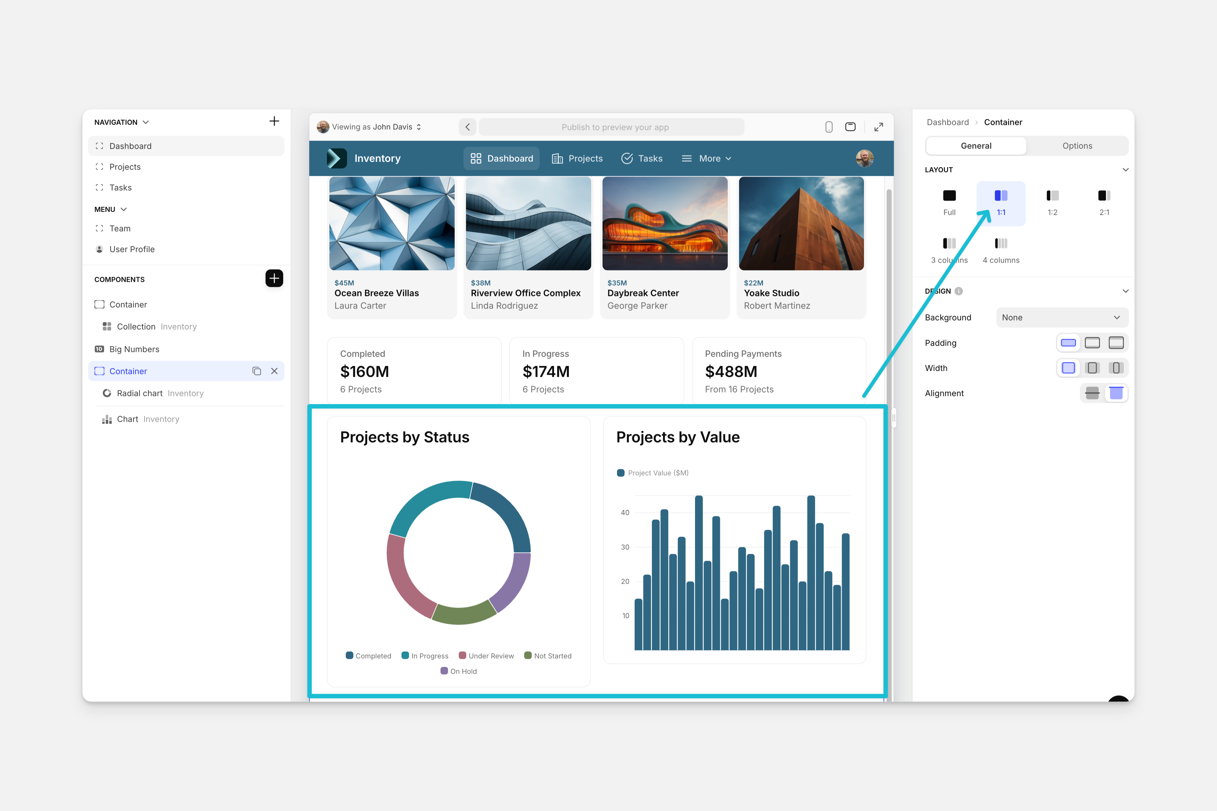 A side-by-side layout using two columns.