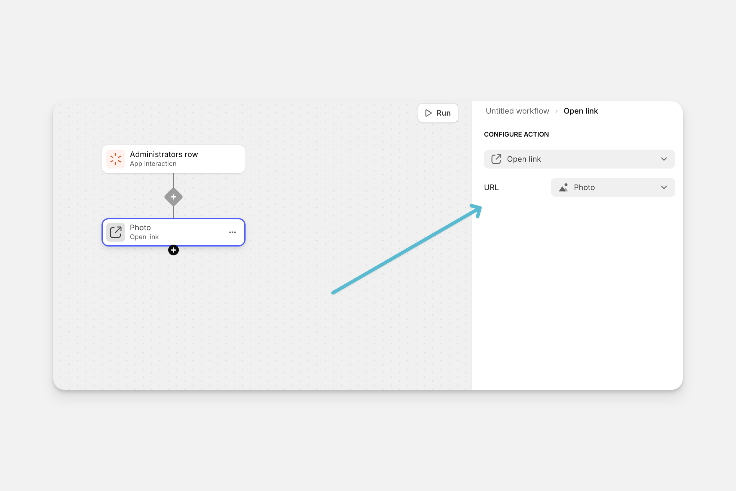 Editing an action in a workflow.