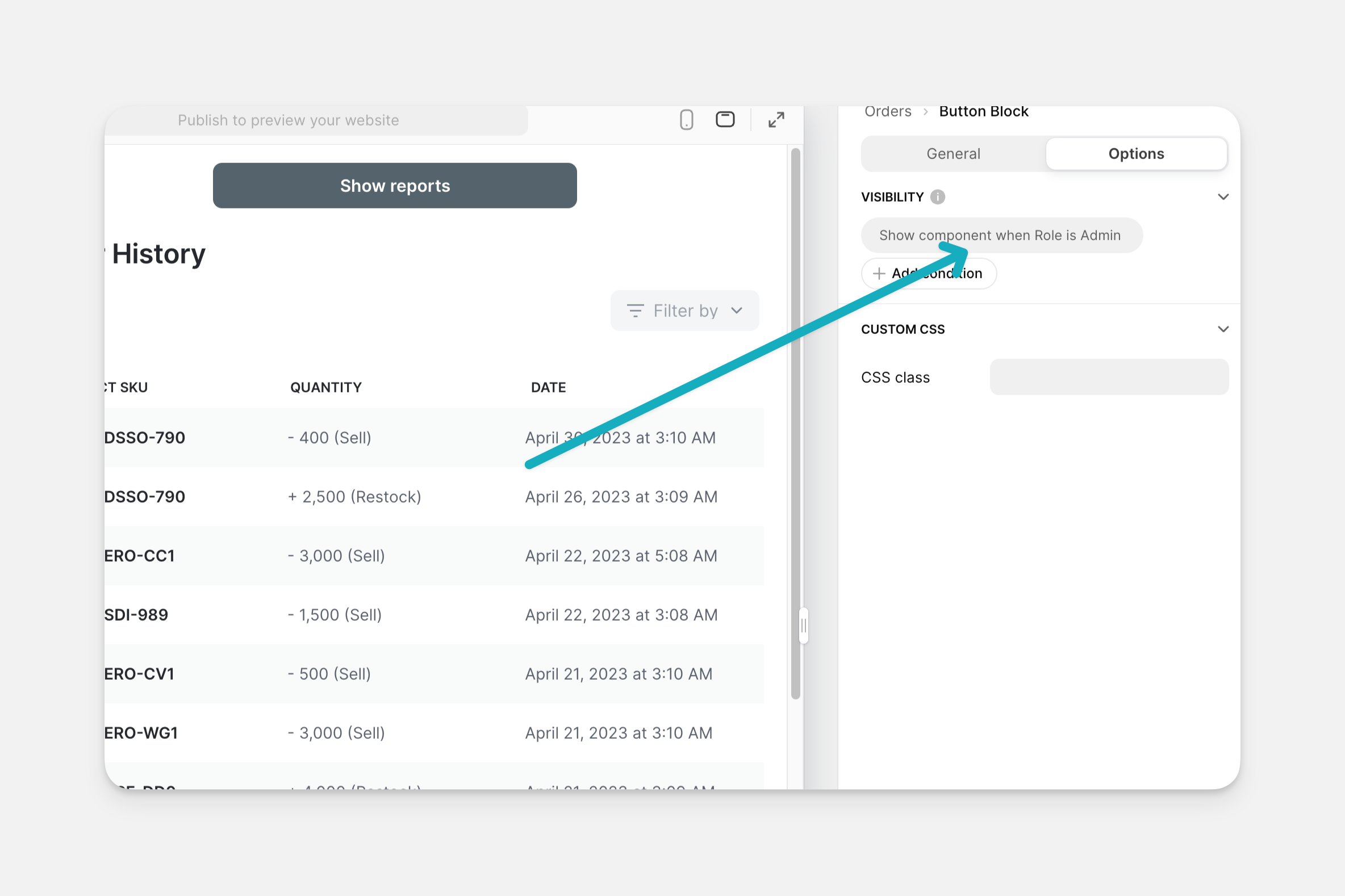 Limiting component visibility in an app.