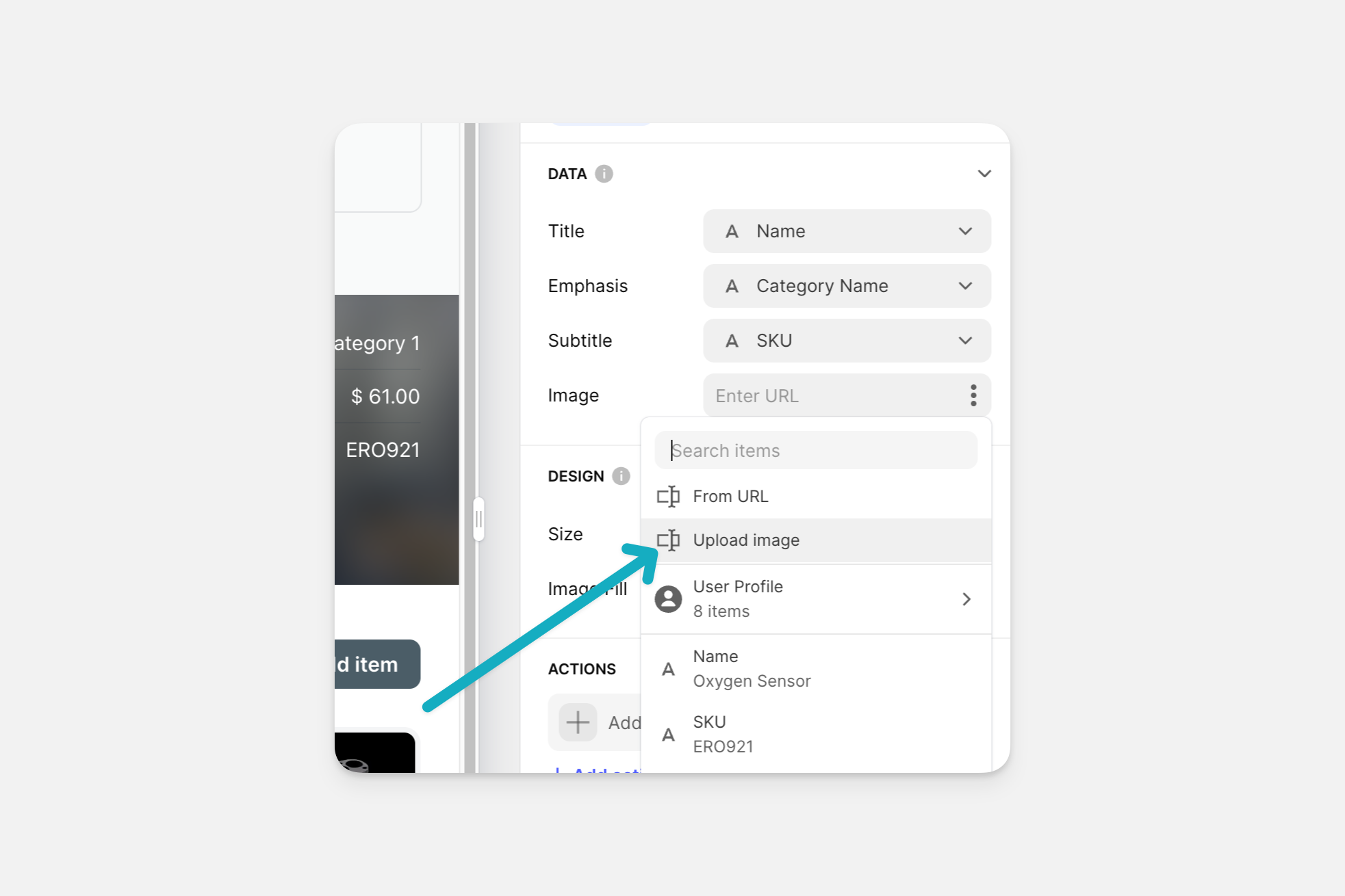 Adding a custom image URL in the Layout Editor.