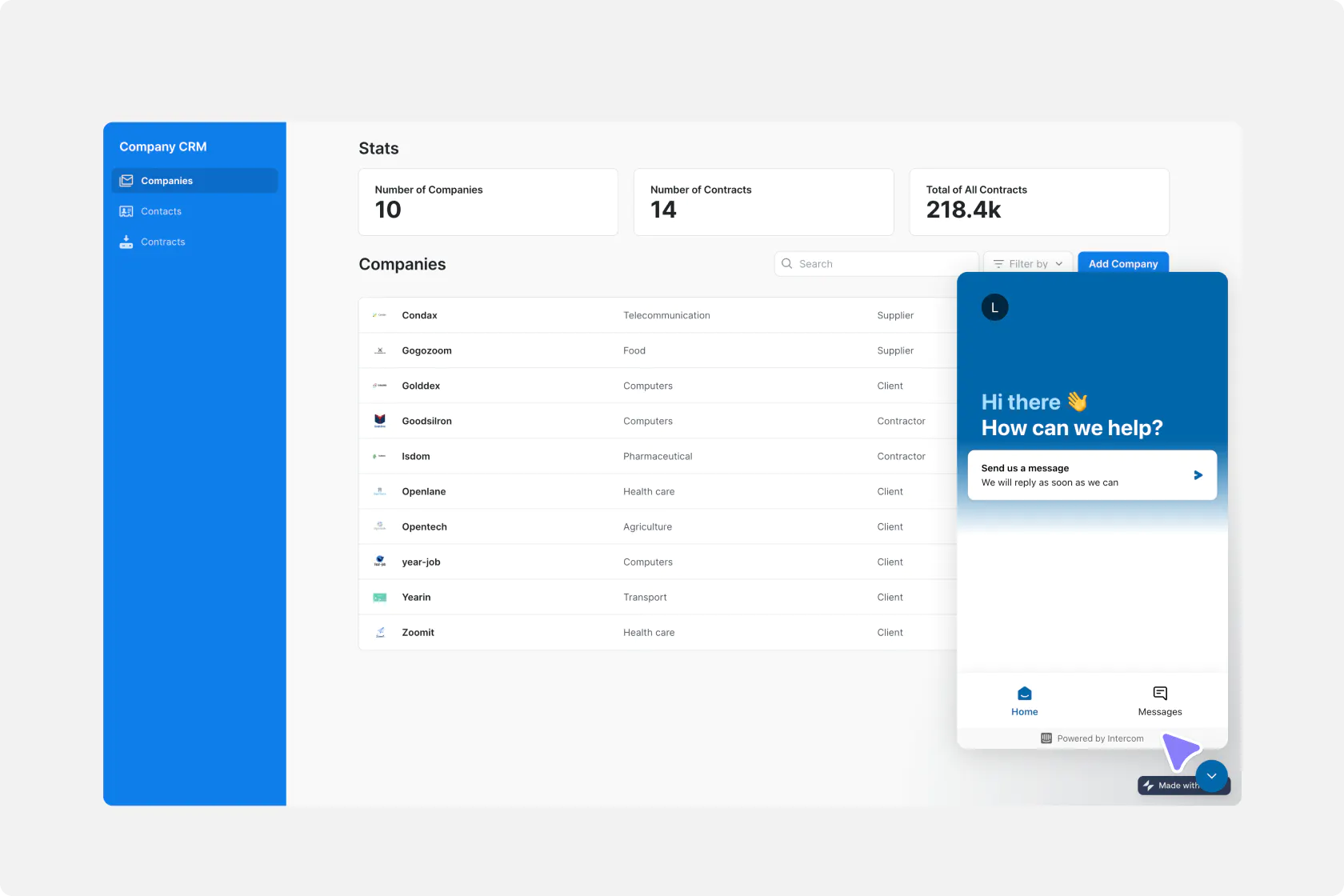 Use case of the Intercom Integration in Glide apps