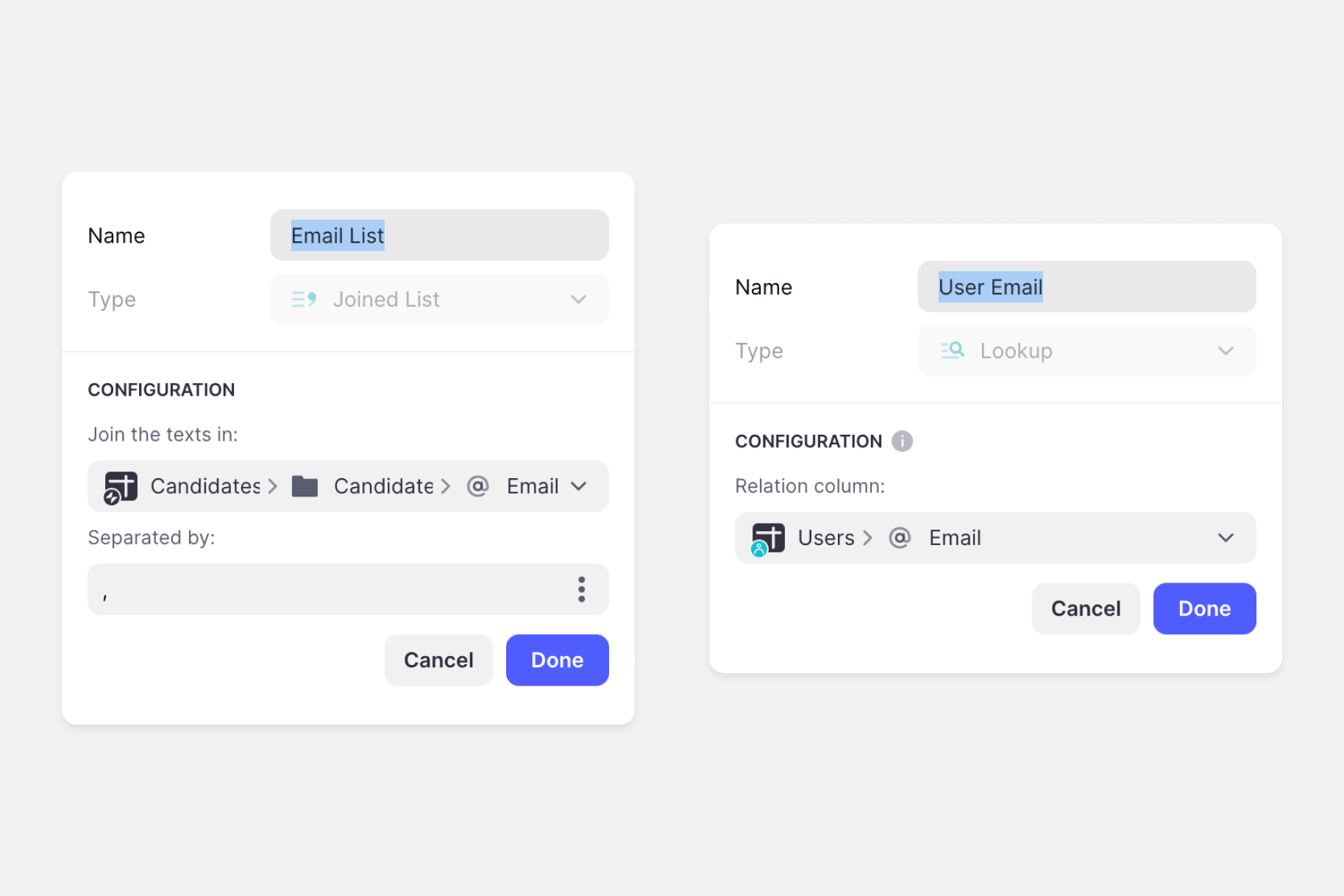 Using a Joined List or a Lookup Column for multiple recipients.