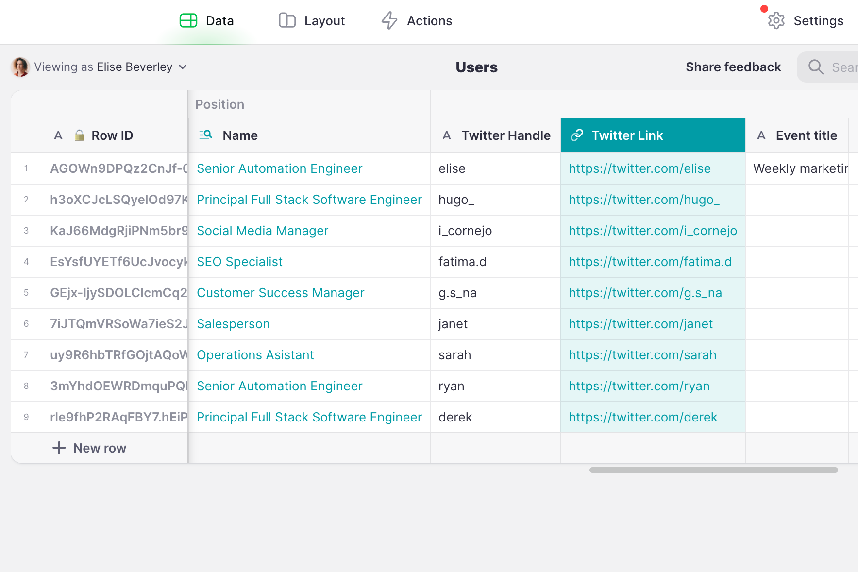 Constructing Twitter URLs from Twitter handles.