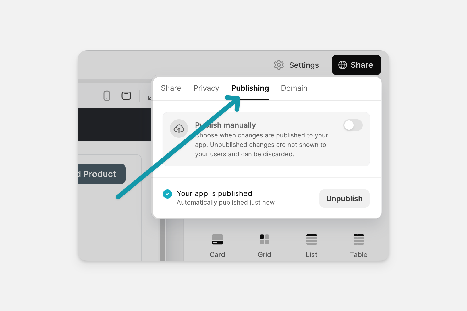 The publish controls when you disable auto-publishing.