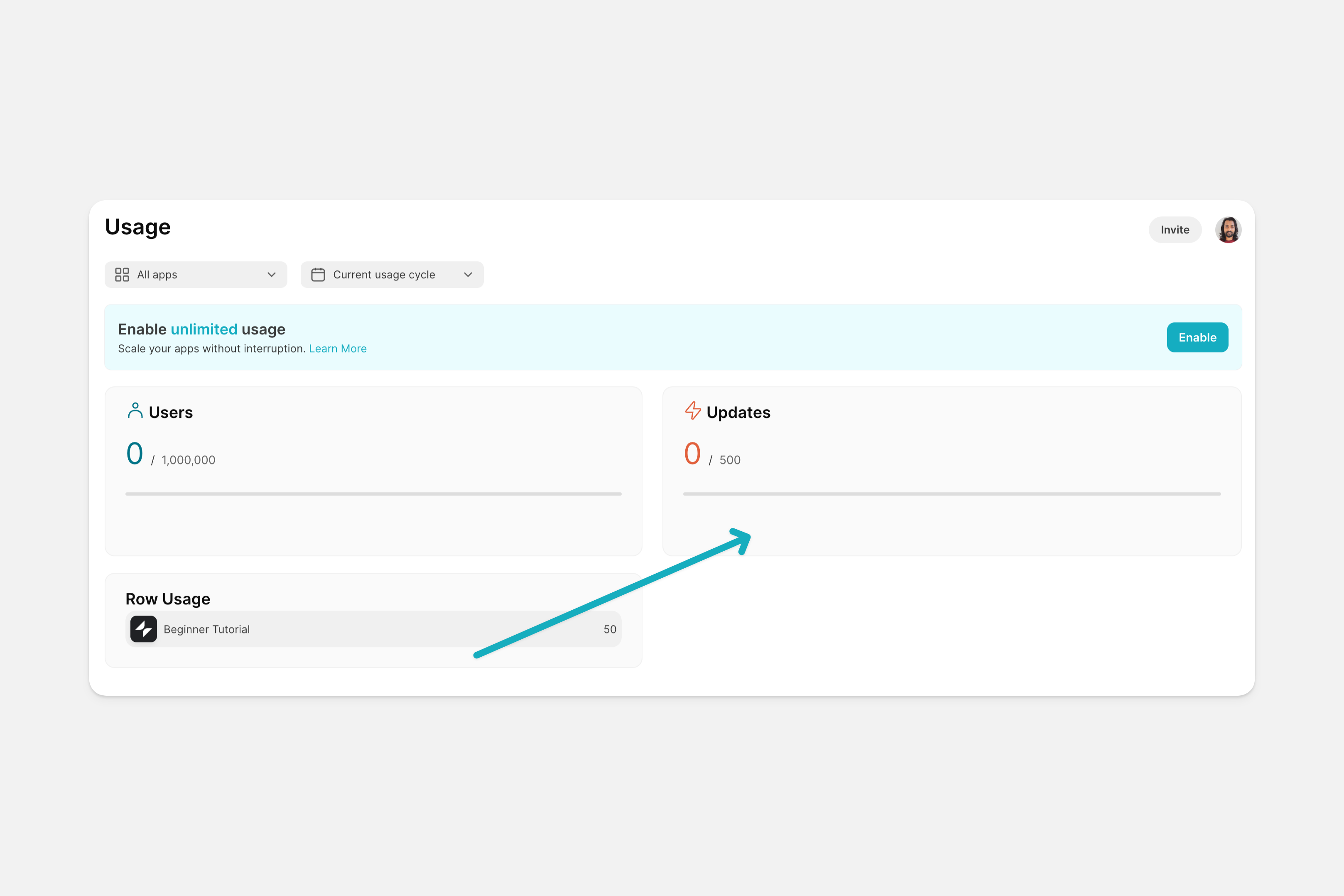 Updates are used across all apps in the team.