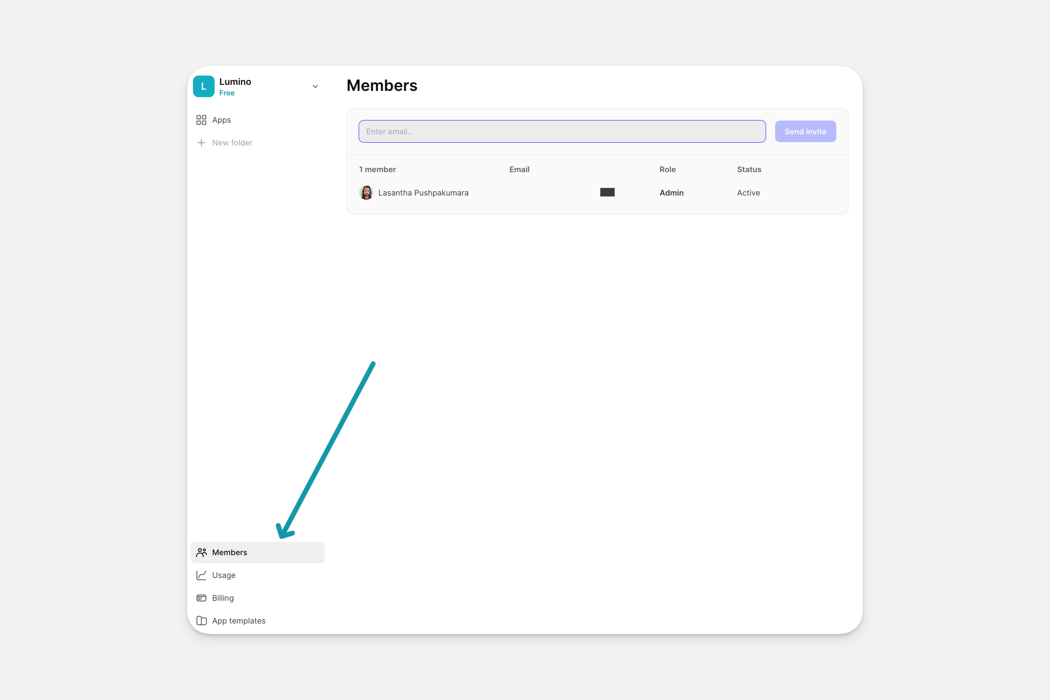Sending invites to your team members through Glide.