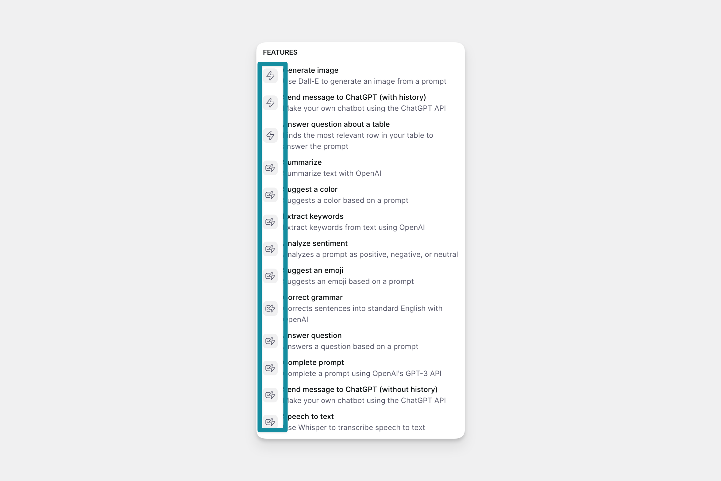 Features in OpenAI Integration