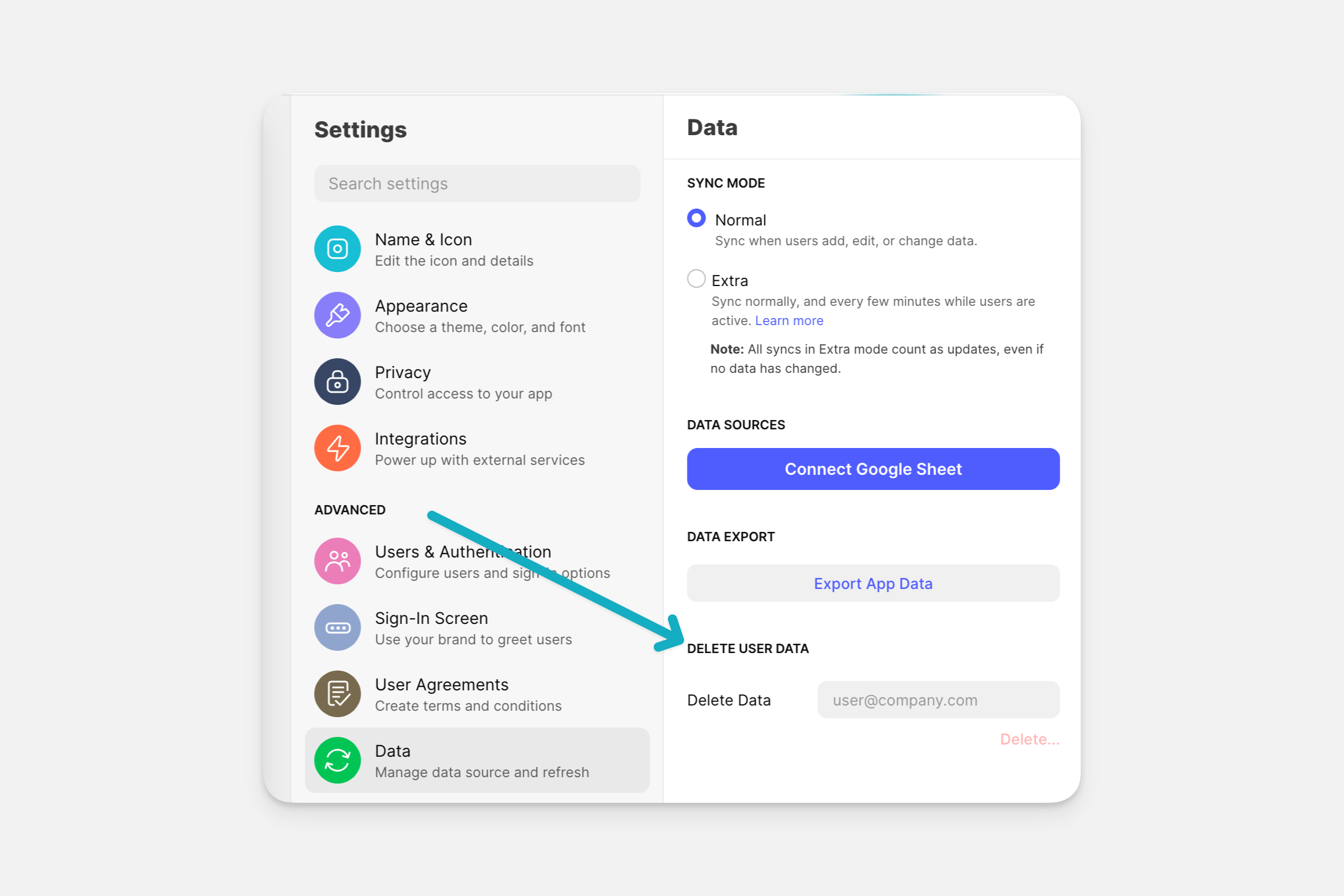 Deleting user data in Glide.