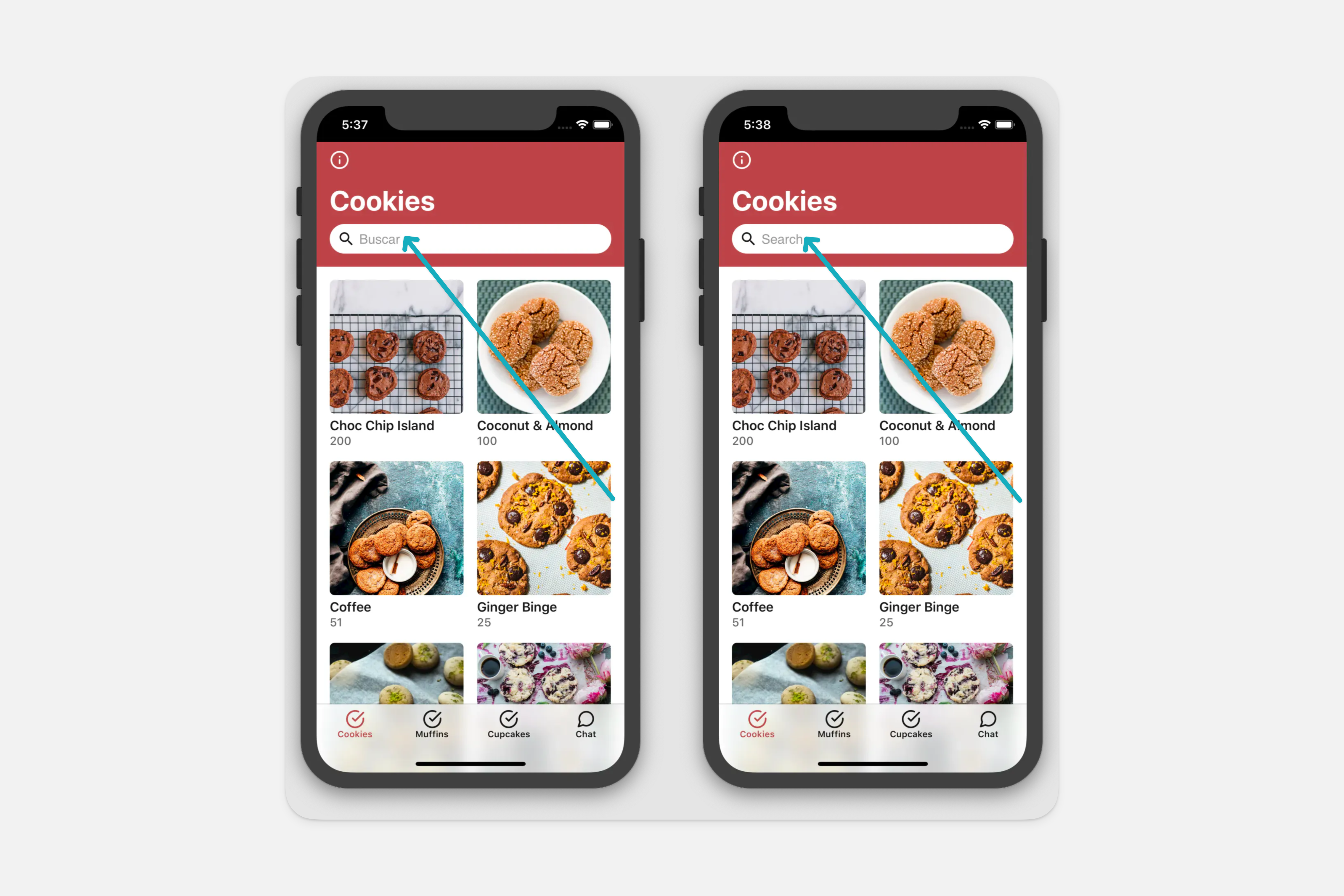 The search bar placeholder text is automatically translated.