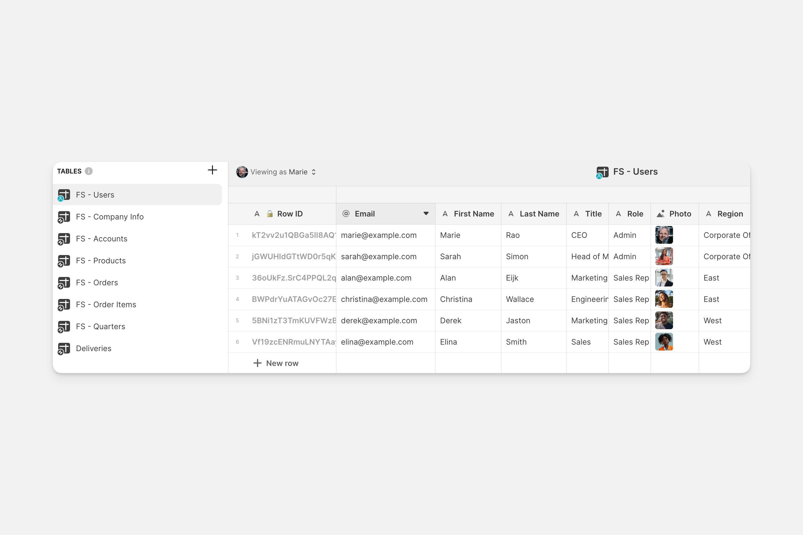 Sheet with column of user emails.