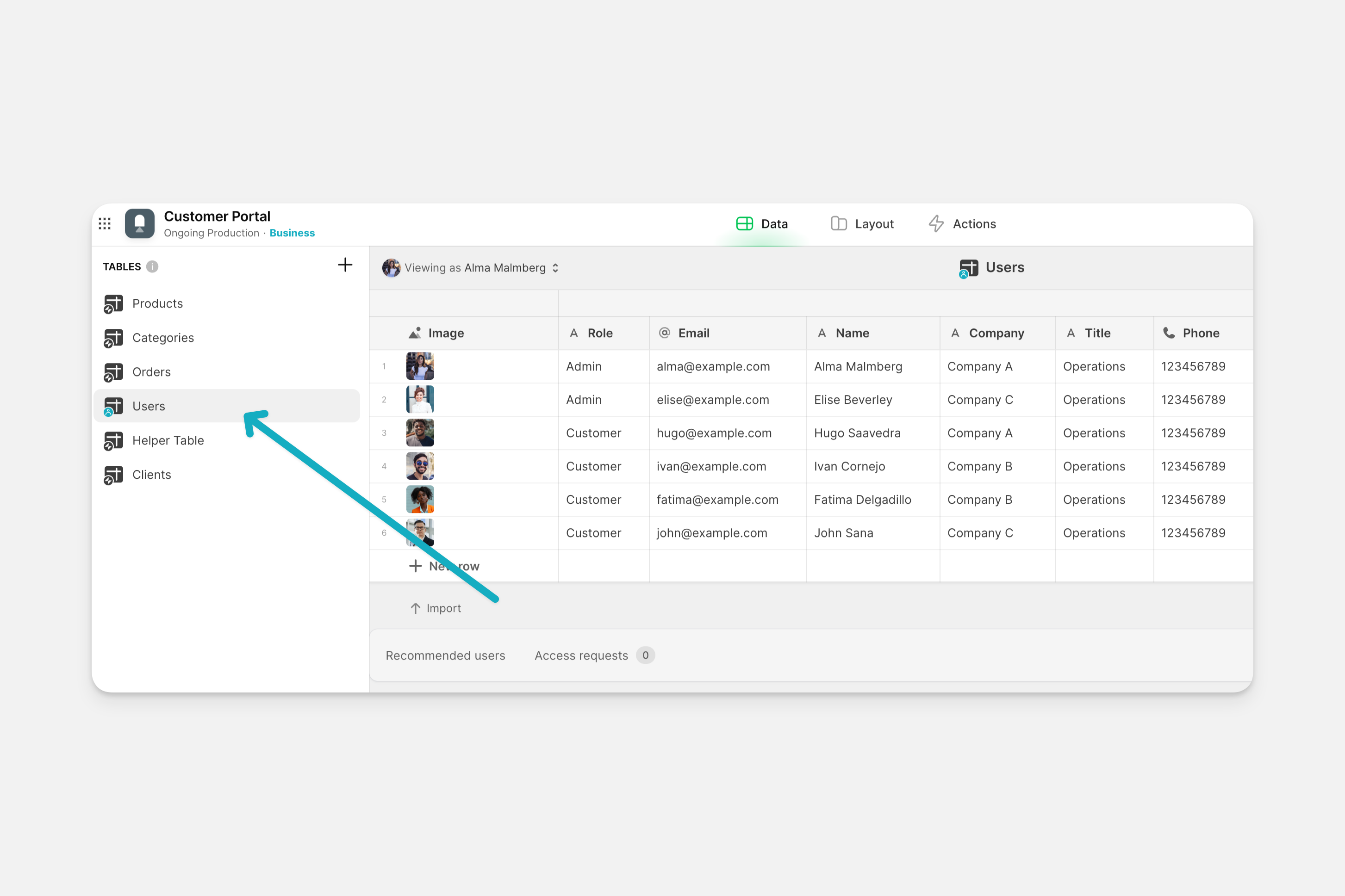 A User Profile Table in Glide.