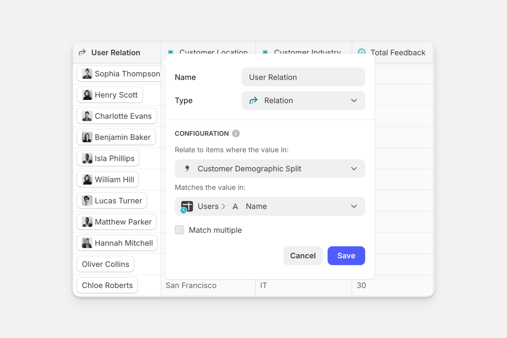 Split text with a relations column.