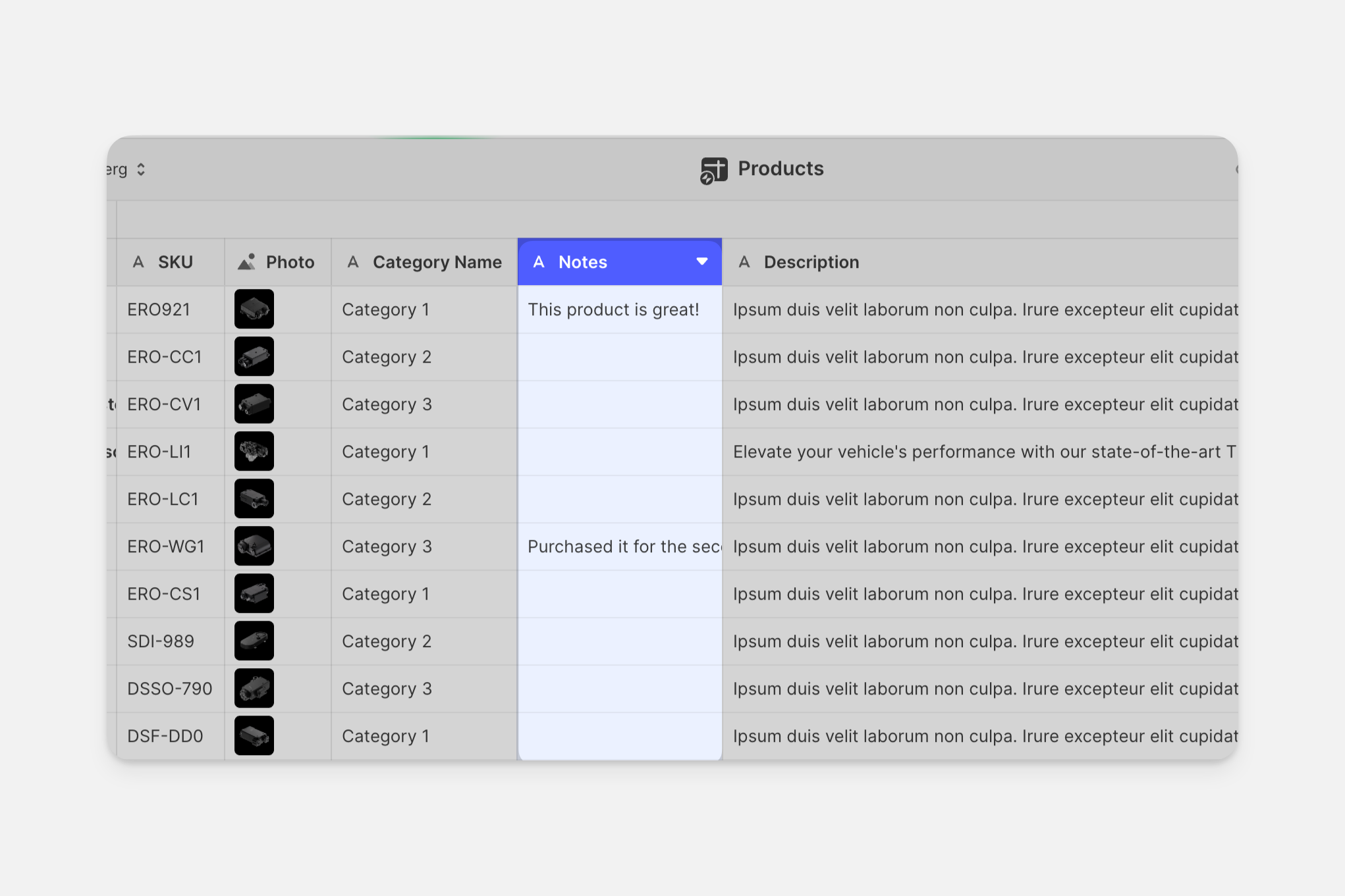A User-specific column in the Data Editor.