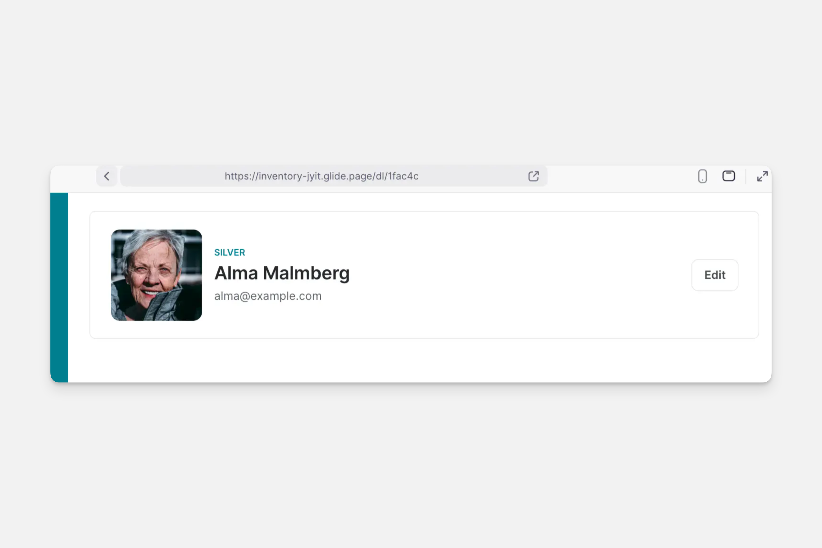 User profile screen with text.