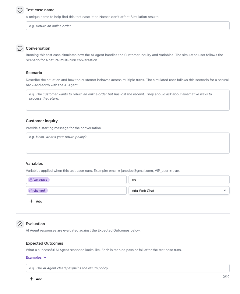 Creating test cases