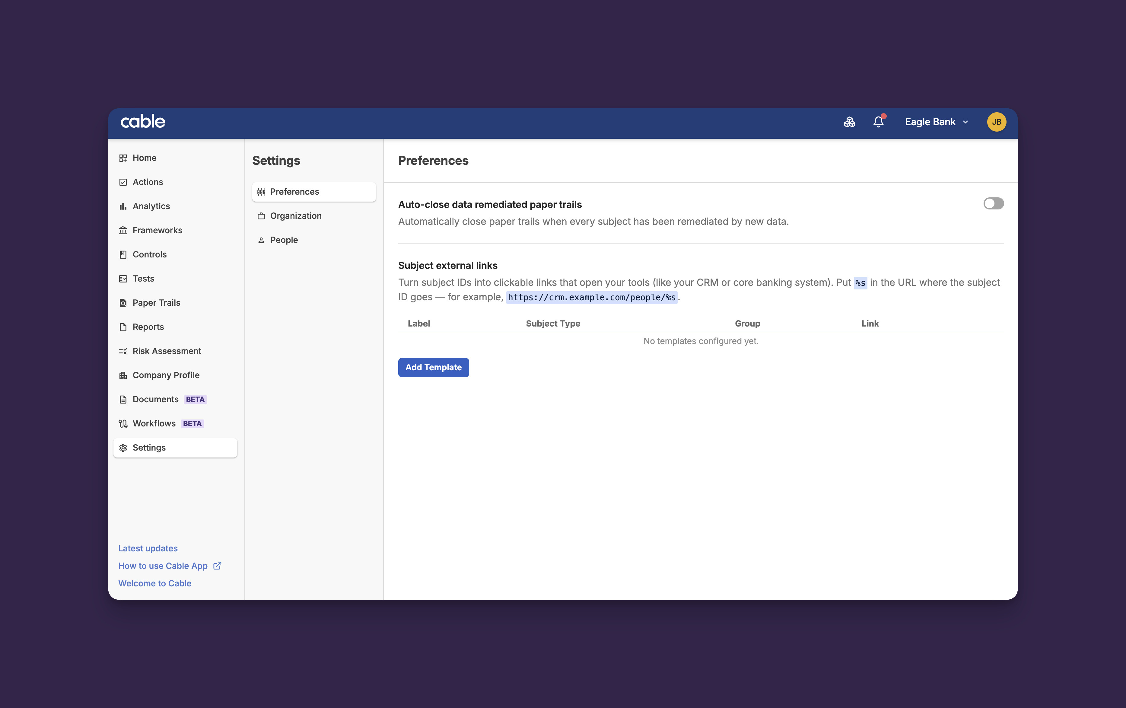 Subject External Link Templates