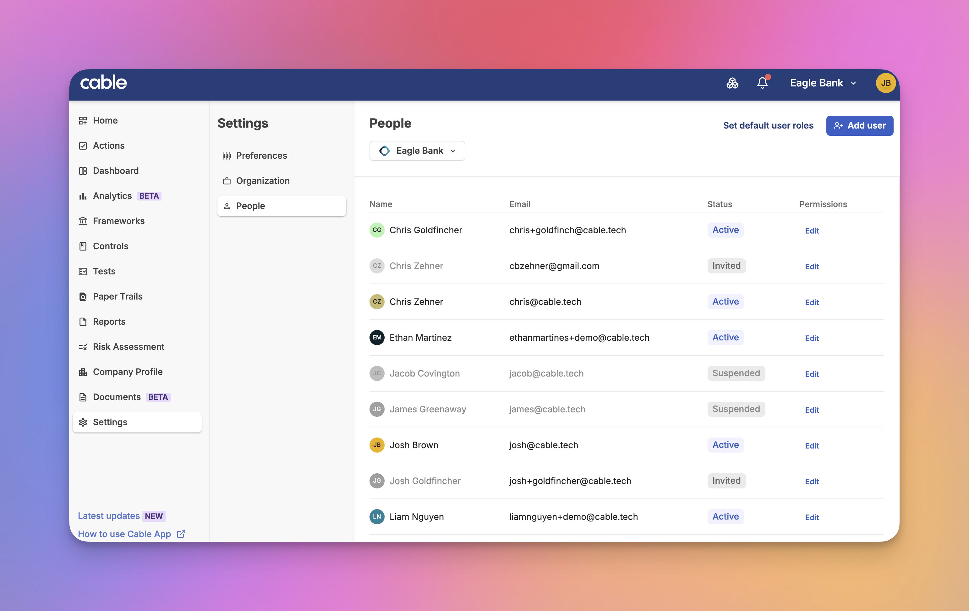 Settings Navigation
