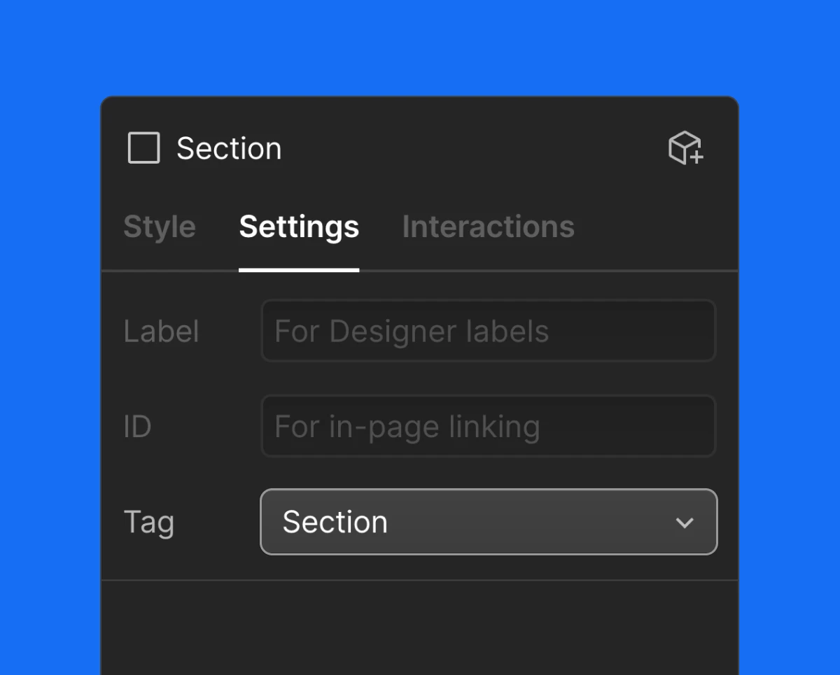 Settings pannel