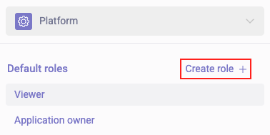 A list of default roles and the Create role button highlighted